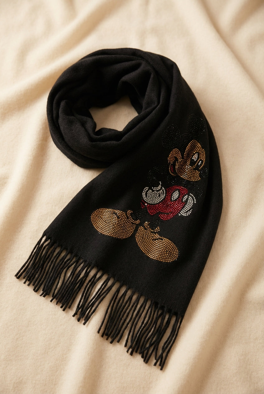 Mickey Mouse Sjaal - Zwart met Strass