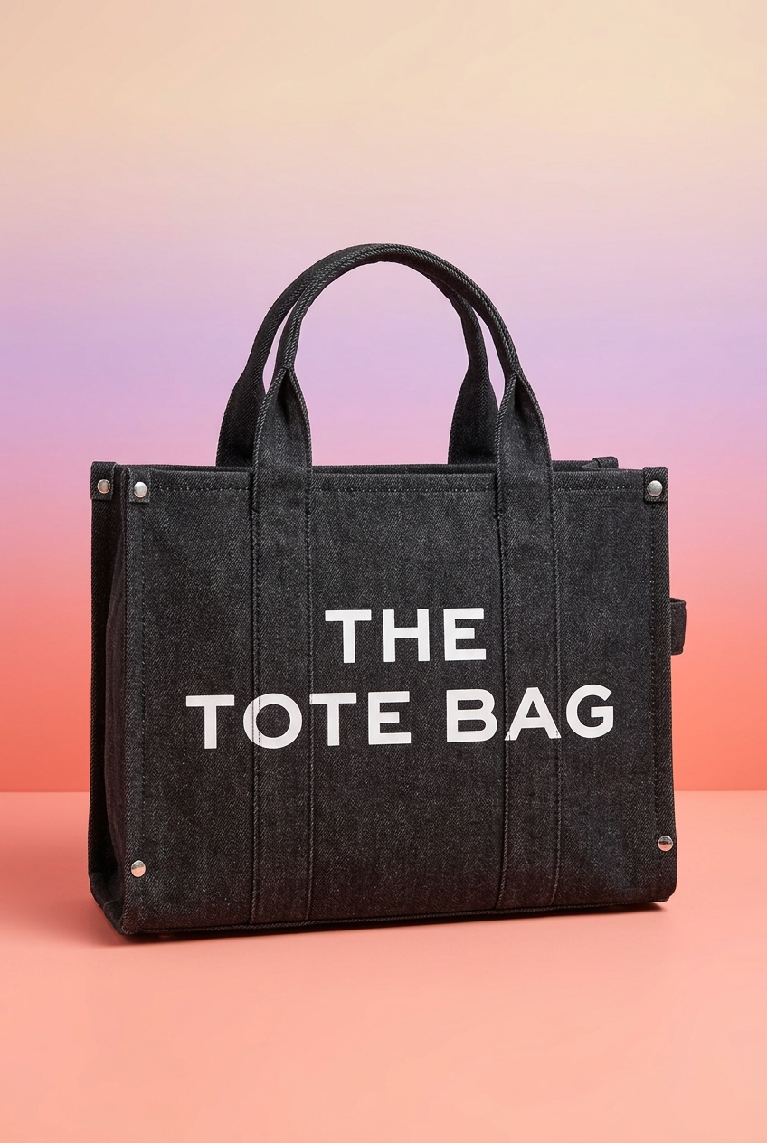 Jeans stof The tote bag zwart