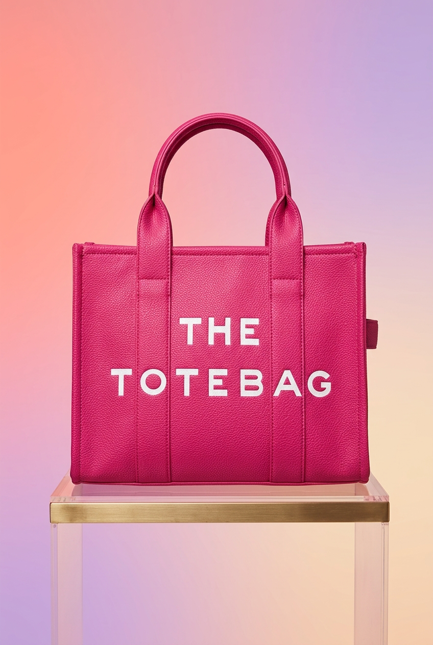 Roze tote bag met witte letter