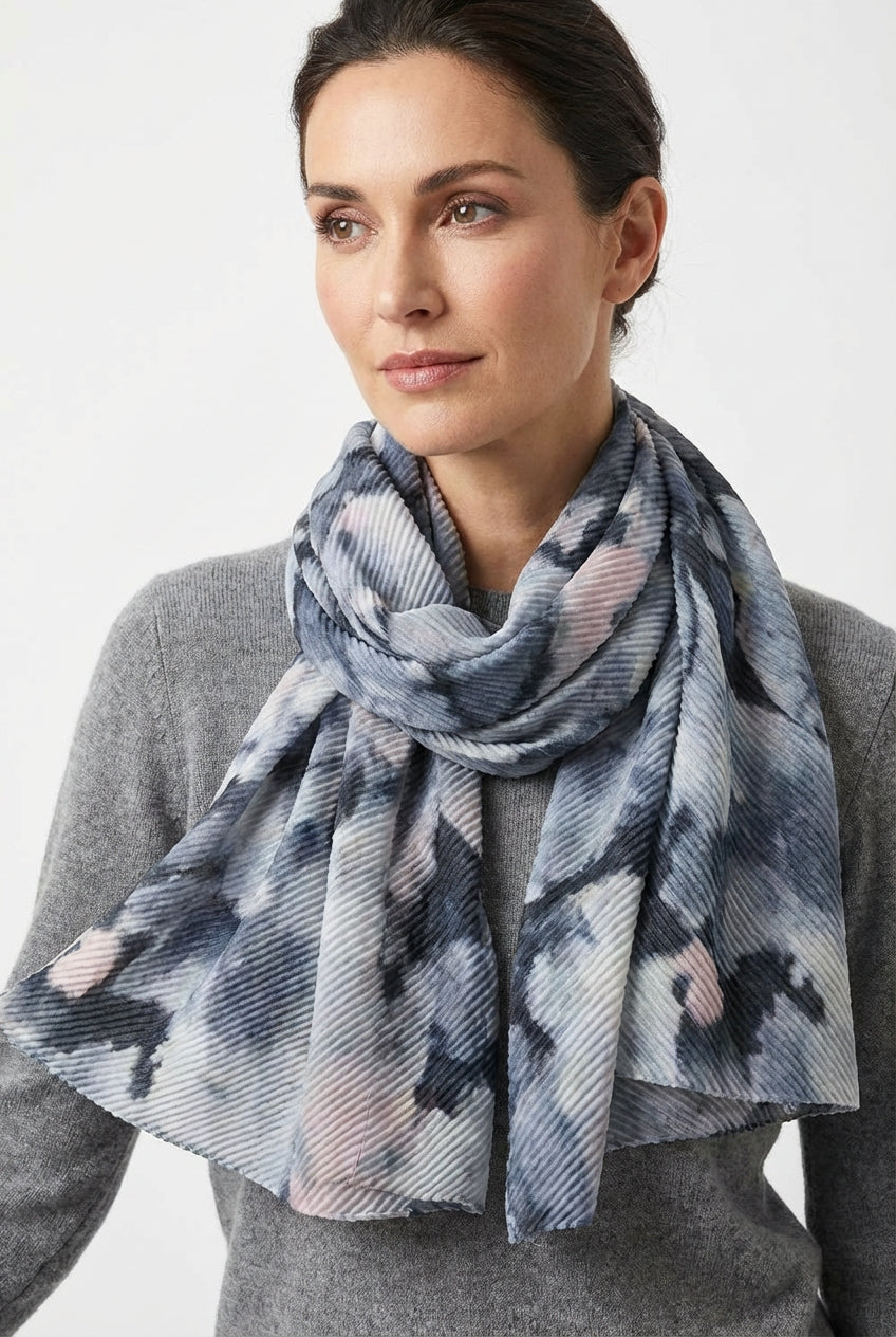 Luxe Plissé Sjaal - Aquarel Print