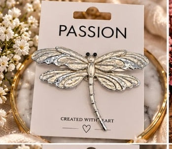 Libelle-broche in Brons en Goud | Antieke Metallic Finish met Zwarte Oogjes
