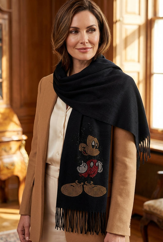Mickey Mouse Sjaal - Zwart met Strass