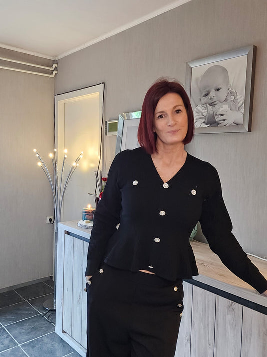 Zwart bloesje lange mouuwen