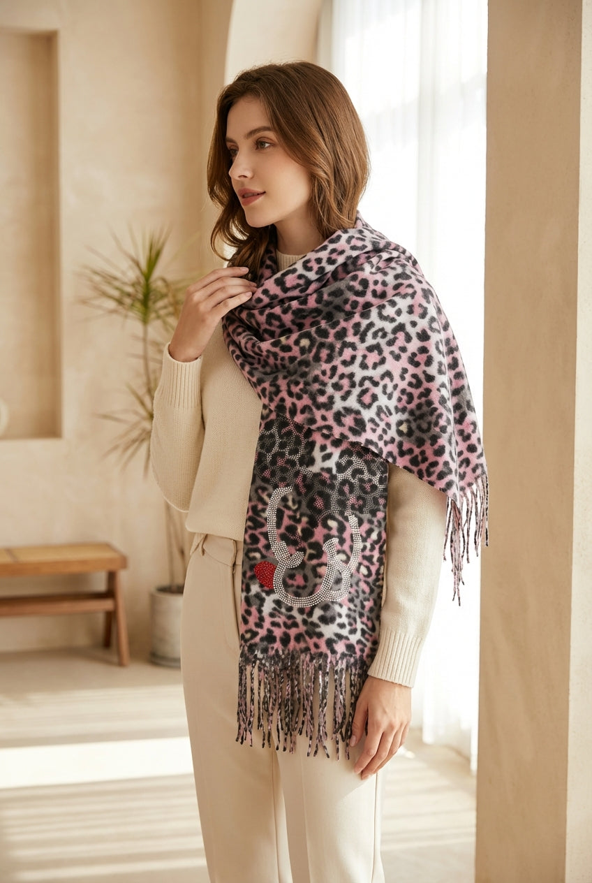 Mickey Mouse Sjaal - Roze Luipaardprint