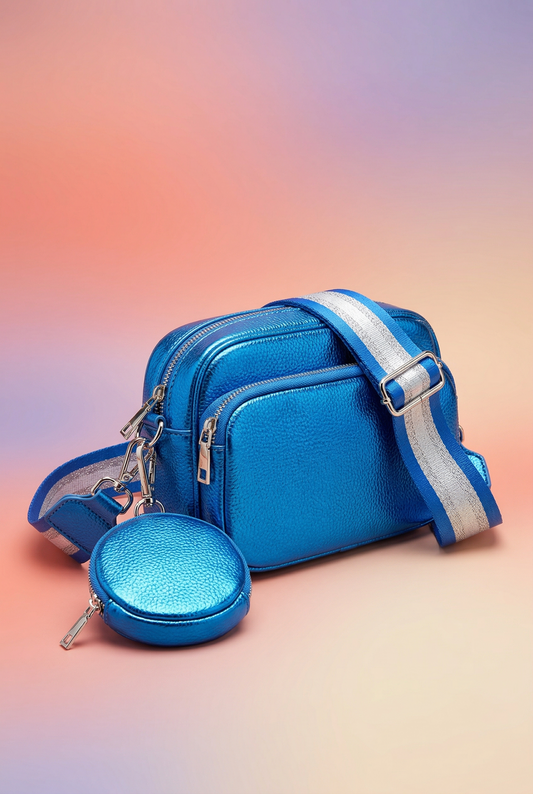 blauwe crossbodytas