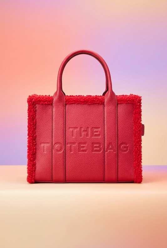 Rode Tote bag handtas met bont