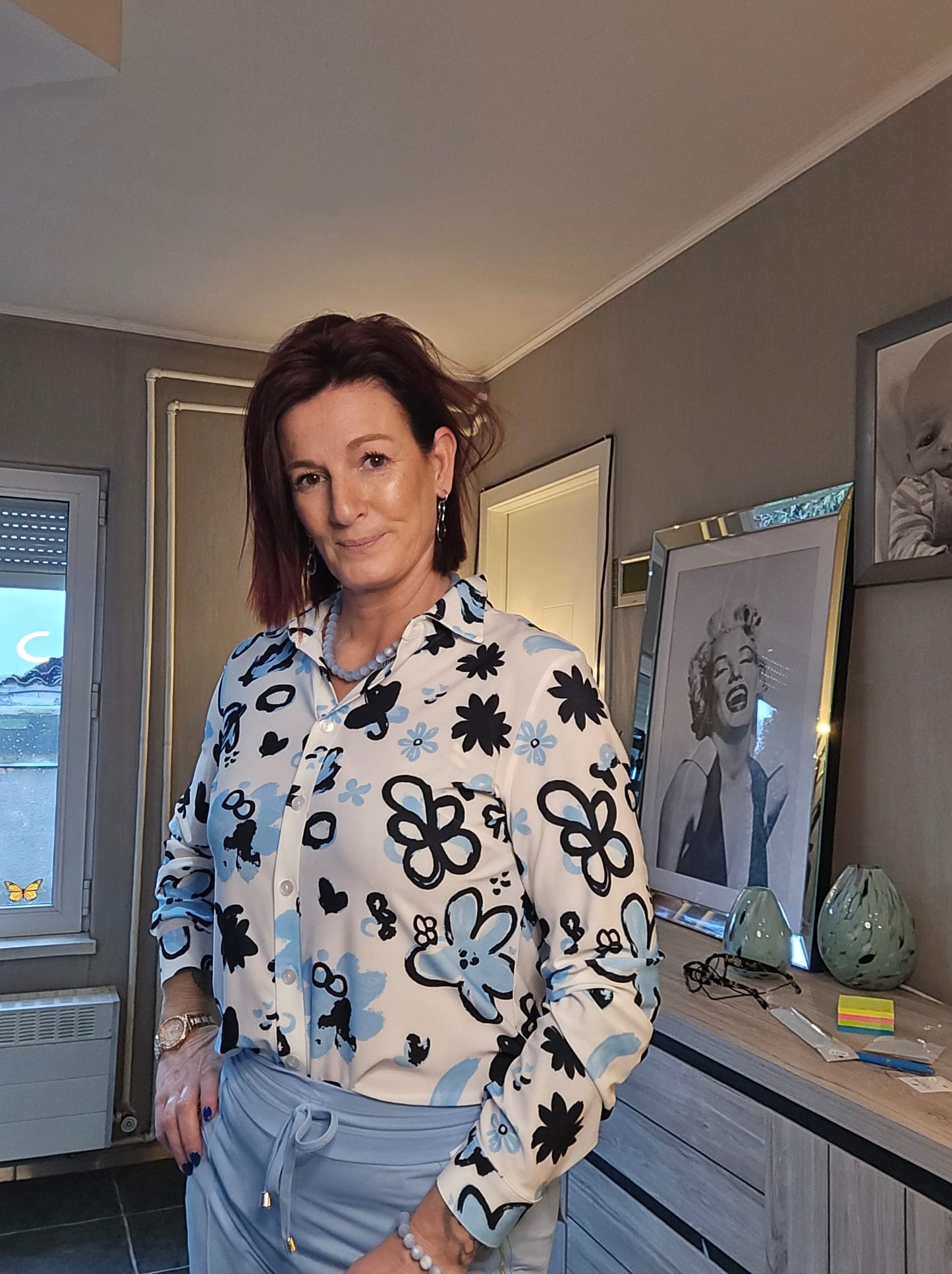 Angelle Milan Vlinder & Bloemenprint Hemd