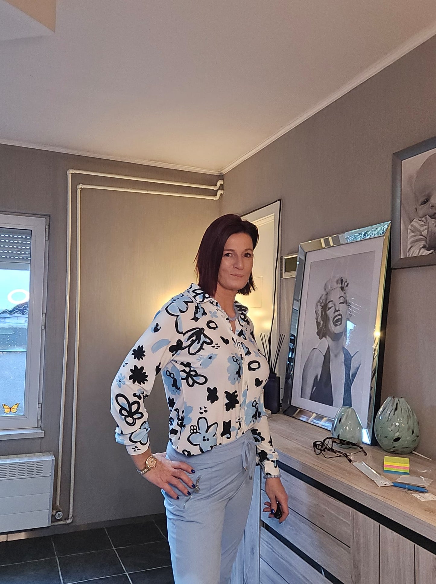 Angelle Milan Vlinder & Bloemenprint Hemd