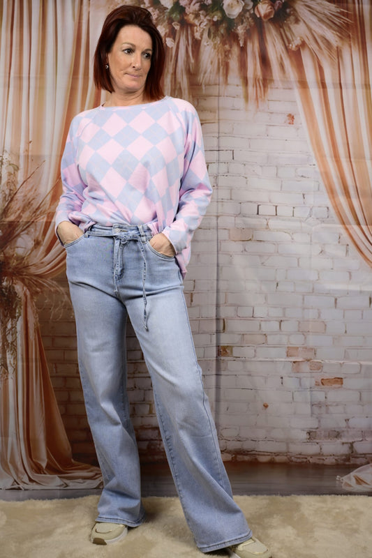 Wide Leg Jeans met Koordje -