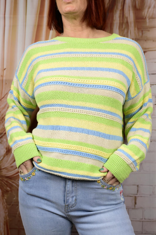 Gestreepte Trui - Groen/Geel/Blauw