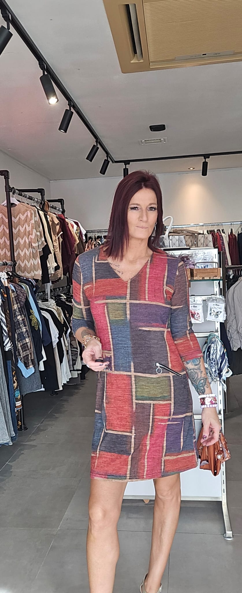 Vegas - Kleurrijke Patchwork Jurk met Colourblock Motief