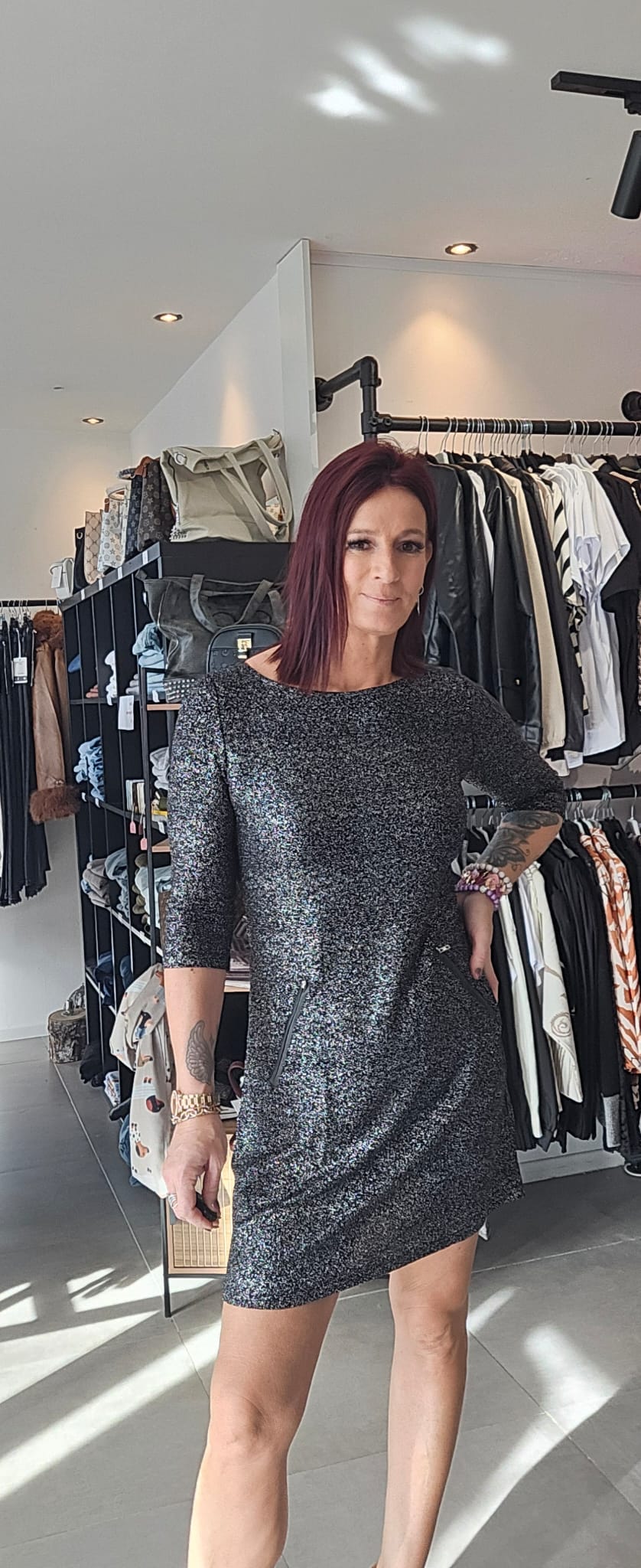 Glitter Mini-Jurk met Ritszakken