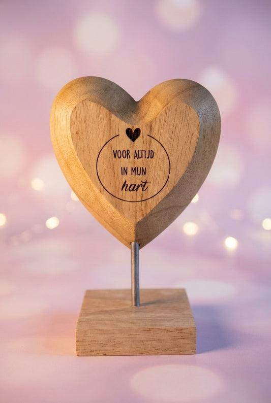Houten hartje 'voor altijd in mijn hart '