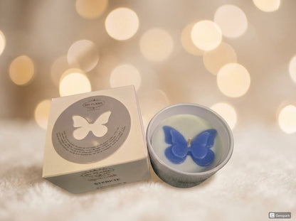 Geurkaars met vlinder en tekst sterkte